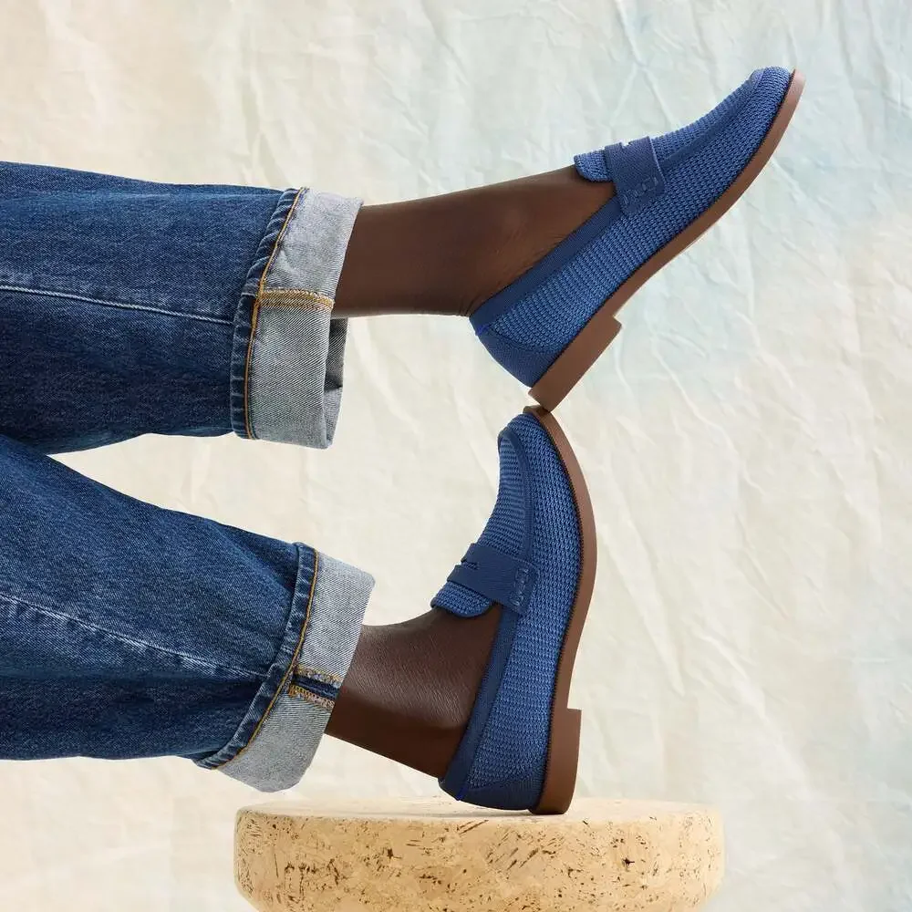 Rothy's The Penny Loafer - Blue Raffia-Knit Size 9